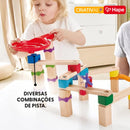 Pista de Corrida de Bolinhas de Gude de Madeira DIY com Dominó e Sino | HAPE