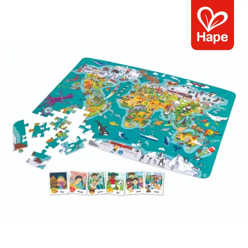 Quebra-Cabeça Mapa-Múndi Infantil 100 Peças 2 em 1 | Hape