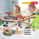 Conjunto de Trem de Madeira 50 Peças Engenharia com Guindaste Magnético | HAPE