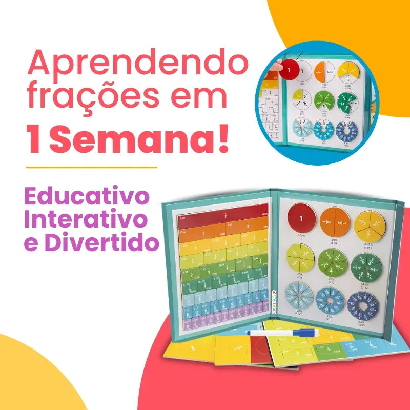 Livro Montessori Magnético de Frações – Aprendizado Visual e Educativo | CRIATIVAE