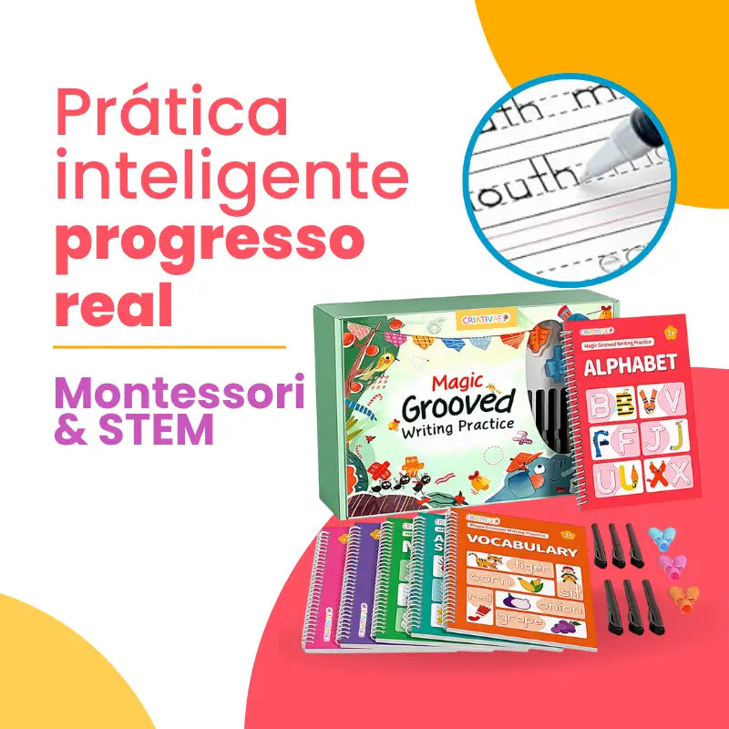 Caderno Mágico Educativo Reutilizável 6 em 1 – Aprendizado Divertido e Sustentável | CRIATIVAE