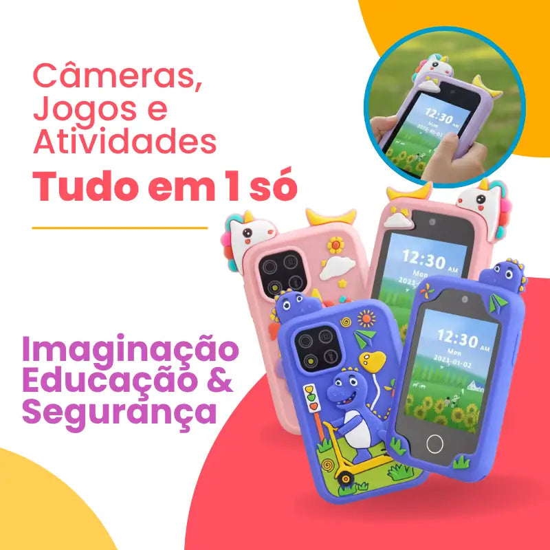 Smartphone Infantil Educativo – Dispositivo Seguro com Jogos, Câmera e Aprendizado ABC | CRIATIVAE