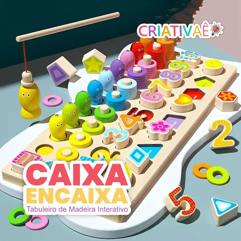 Caixa Encaixa - Tabuleiro de Madeira Interativo Educativo + Brinde Exclusivo Criativaê 