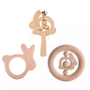 KIT 3 Mordedores de madeira para bebê Criativaê Coelho 